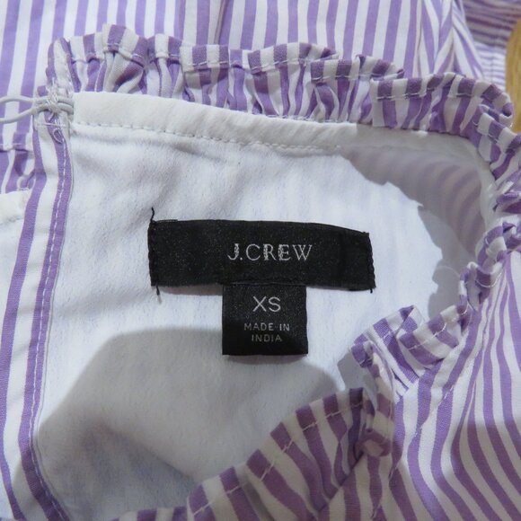 J. CREW Tiered Lace Panel Ruffle Dress Rustic Plum Stripe Prairie Cottage Trad - Picture 16 of 16